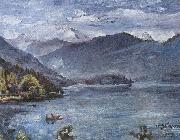 Lovis Corinth Walchensee, blaue Landschaft oil painting